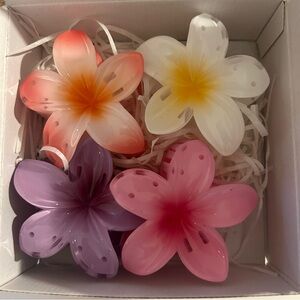 Multi-coloured flower hair claw clips